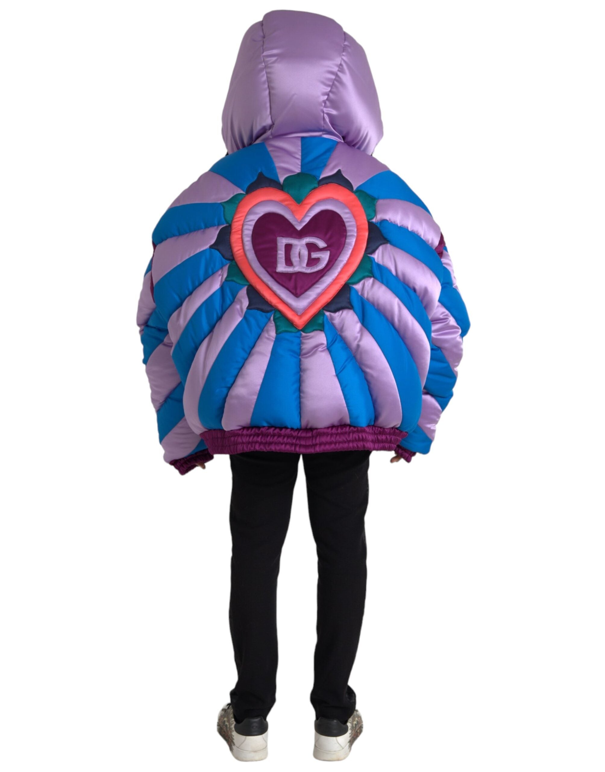 Dolce & Gabbana Multicolor Heart Logo Hooded Puffer Jacket -   -  Dolce & Gabbana.