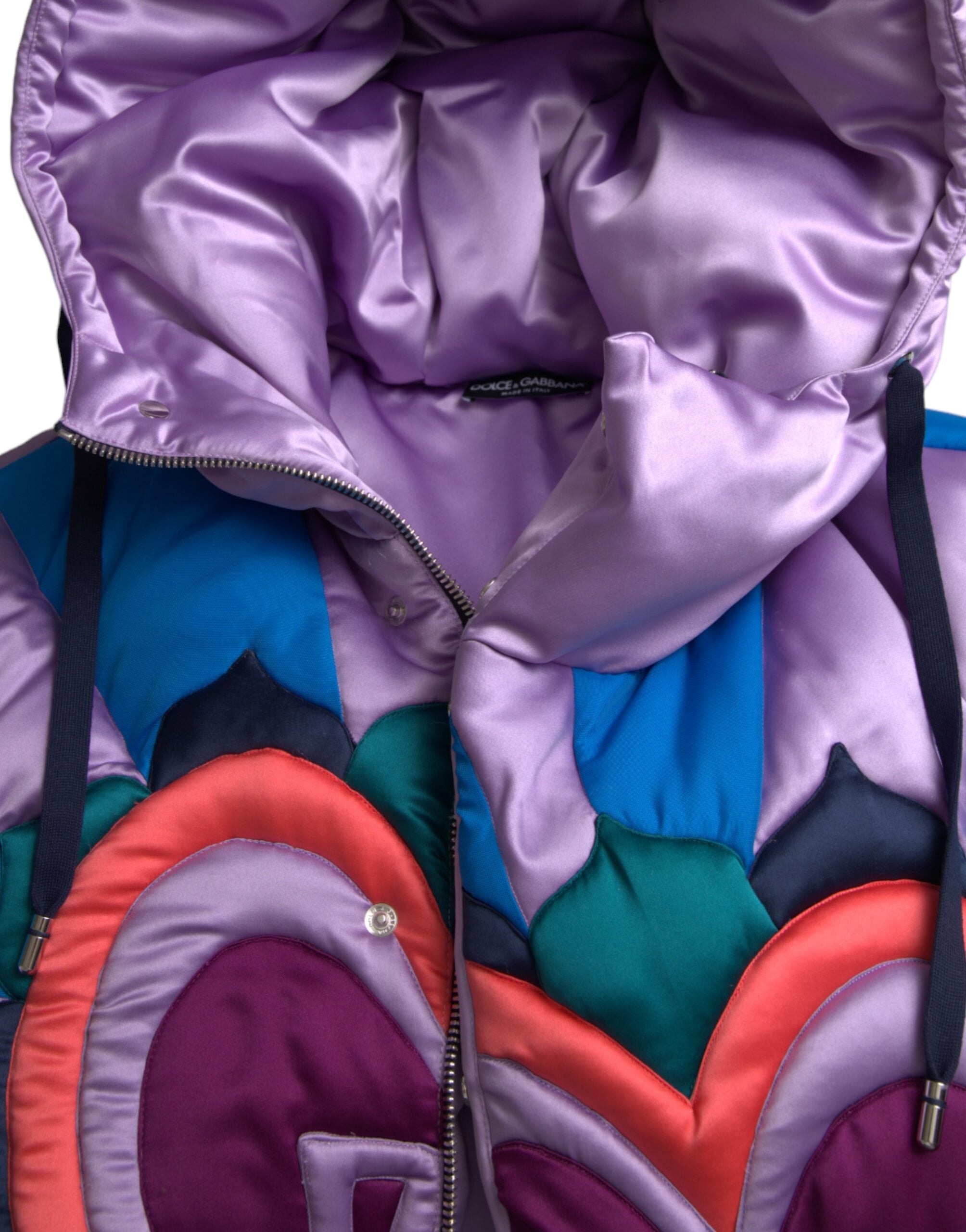 Dolce & Gabbana Multicolor Heart Logo Hooded Puffer Jacket -   -  Dolce & Gabbana.