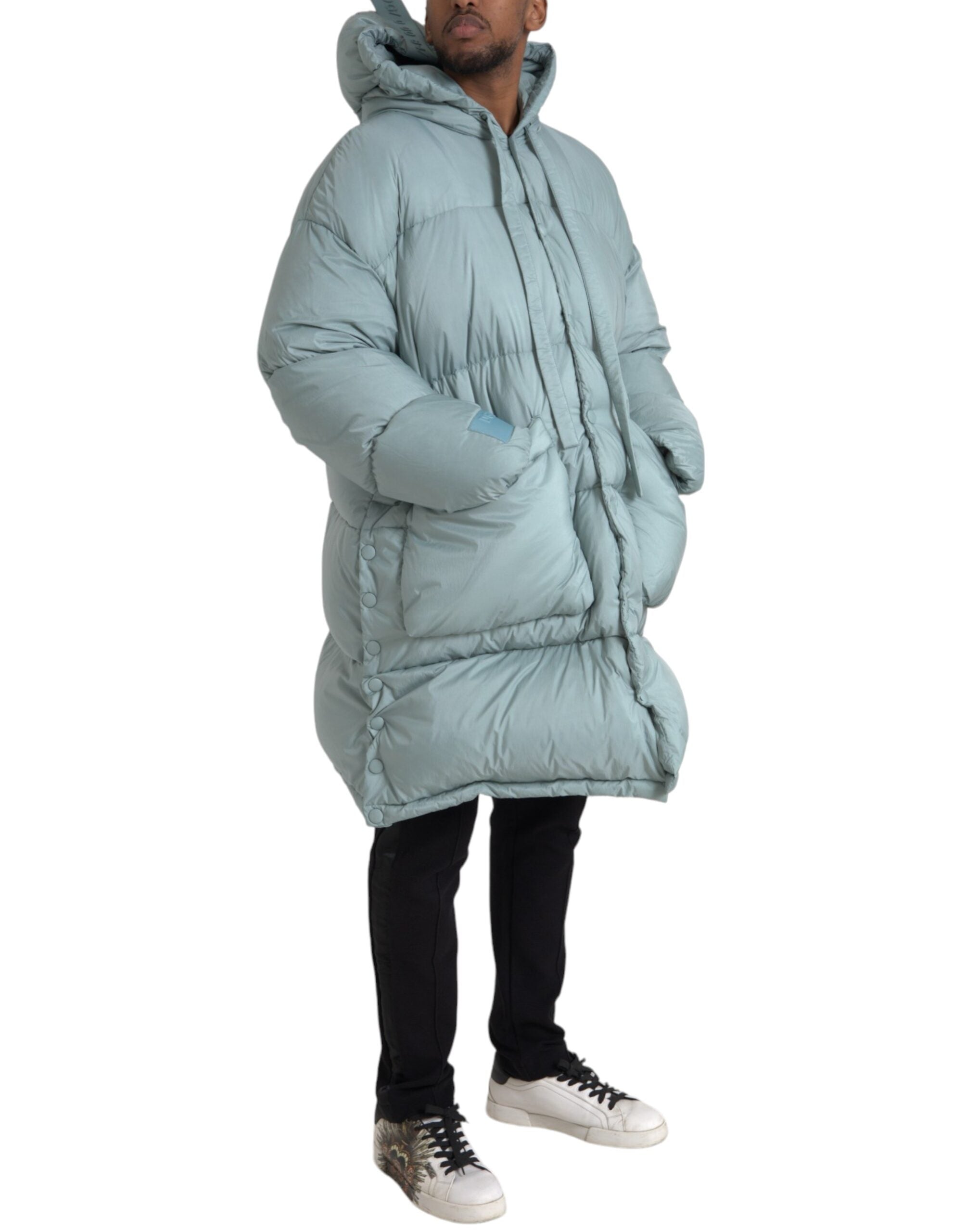 Dolce & Gabbana Light Blue Quilted Hooded Puffer Jacket Men -   -  Dolce & Gabbana.