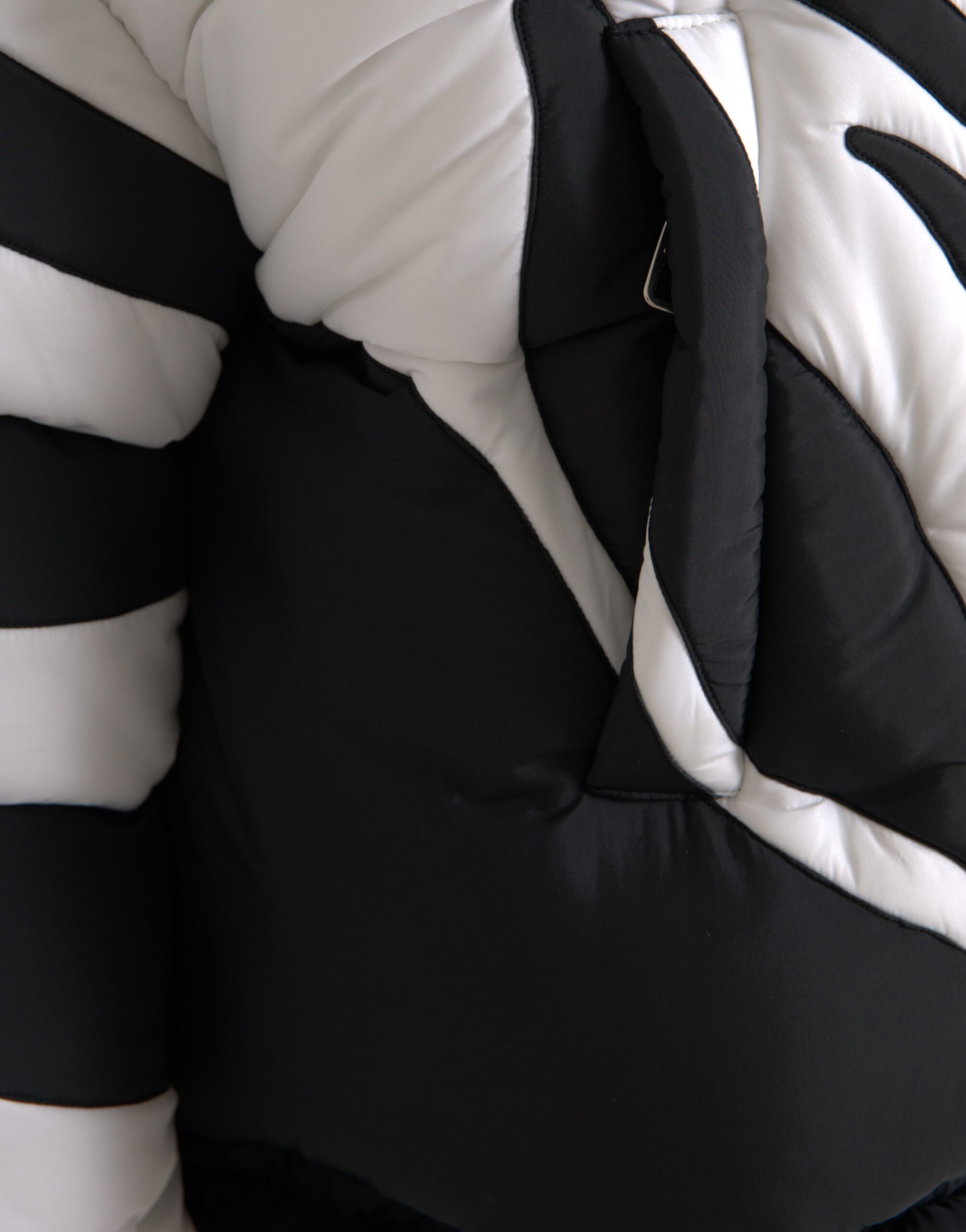 Dolce & Gabbana Black White Stripes Hooded Puffer Jacket -   -  Dolce & Gabbana.