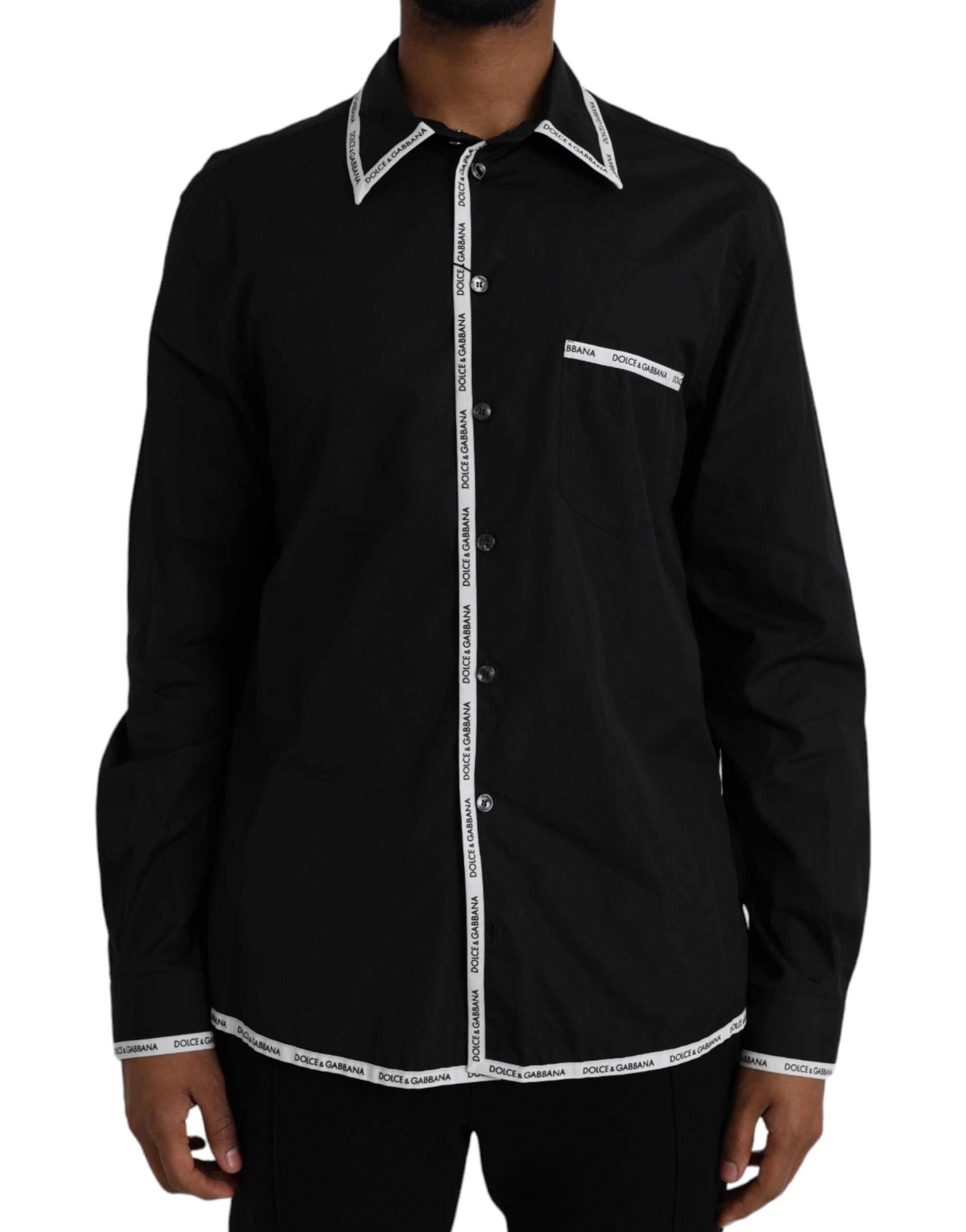 Dolce & Gabbana Black Collared Long Sleeve Cotton Casual Shirt -   -  Dolce & Gabbana.
