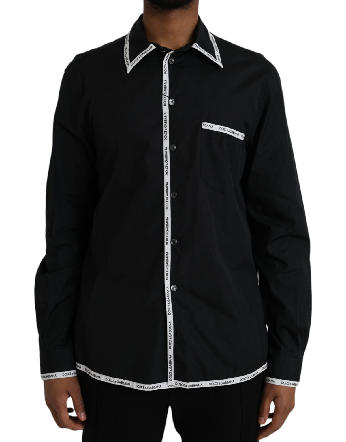 Dolce & Gabbana Black Collared Long Sleeve Cotton Casual Shirt -   -  Dolce & Gabbana.