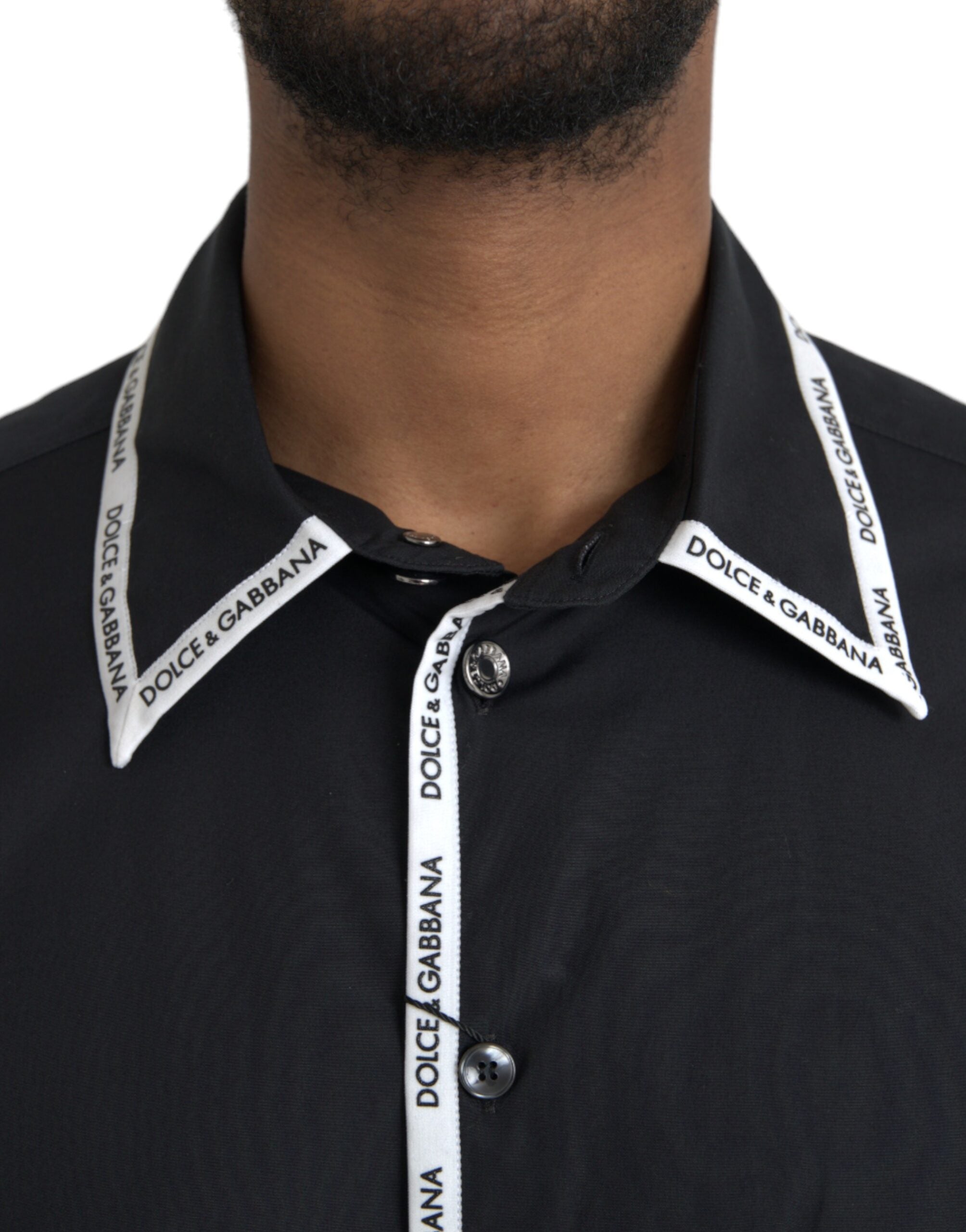 Dolce & Gabbana Black Collared Long Sleeve Cotton Casual Shirt -   -  Dolce & Gabbana.