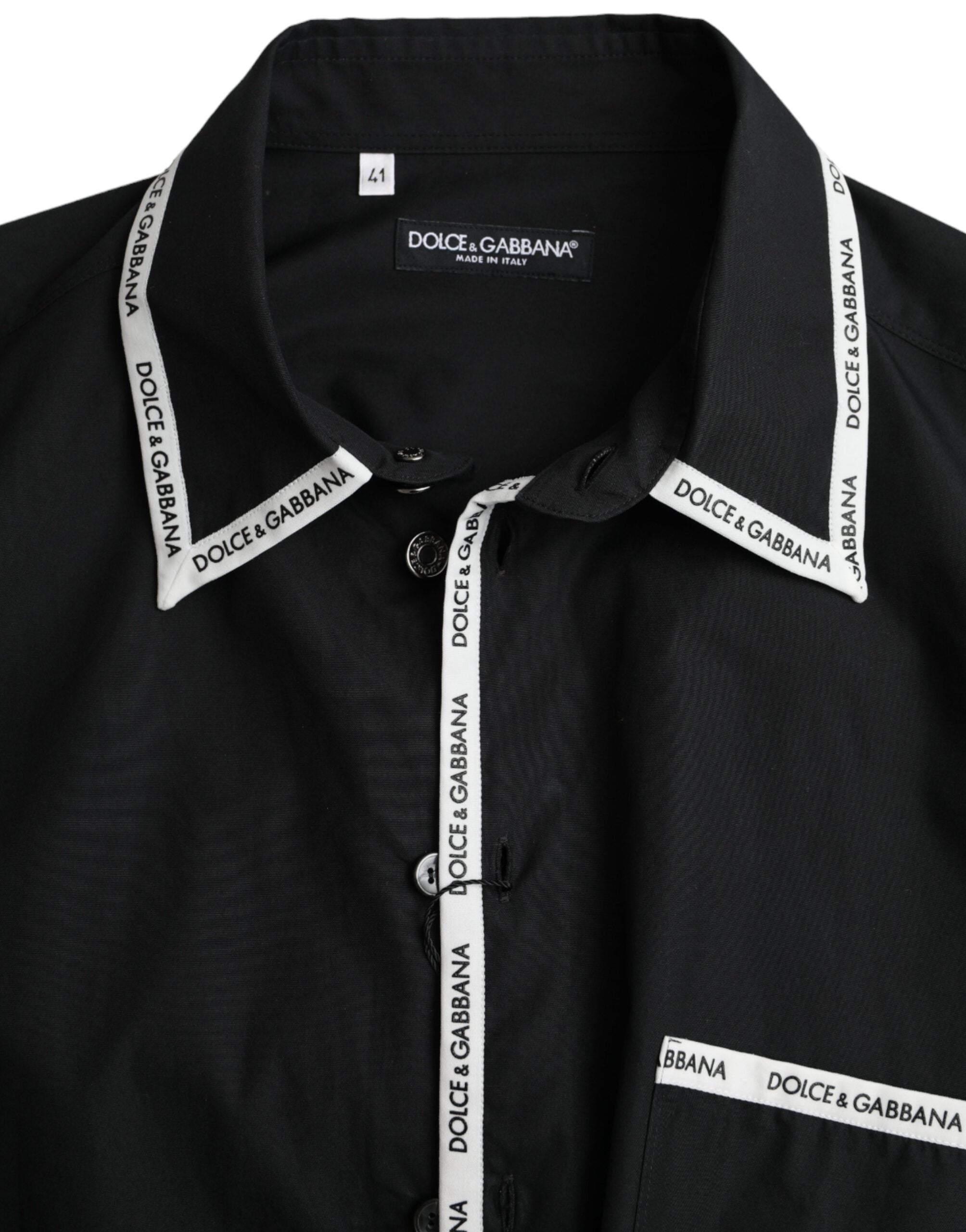 Dolce & Gabbana Black Collared Long Sleeve Cotton Casual Shirt -   -  Dolce & Gabbana.
