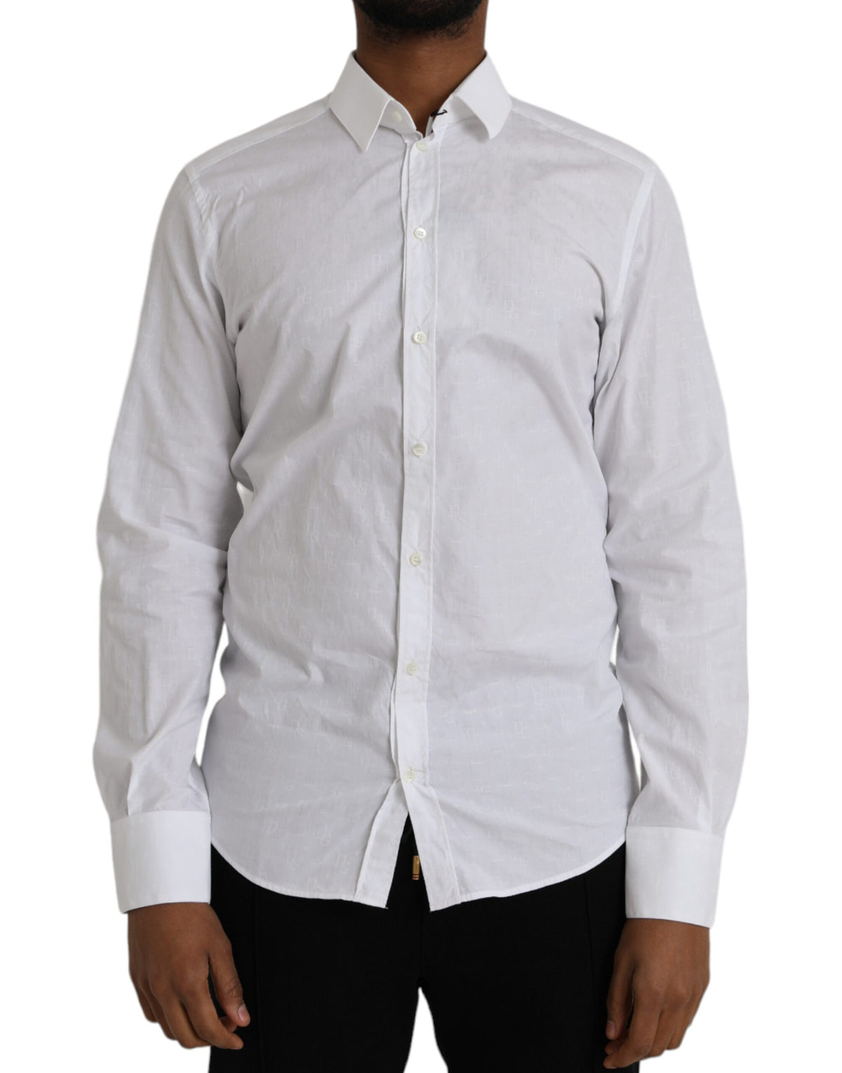 Dolce & Gabbana White Cotton Long Sleeve Dress GOLD Shirt -   -  Dolce & Gabbana.