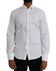 Dolce & Gabbana White Cotton Long Sleeve Dress GOLD Shirt -   -  Dolce & Gabbana.
