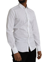 Dolce & Gabbana White Cotton Long Sleeve Dress GOLD Shirt -   -  Dolce & Gabbana.