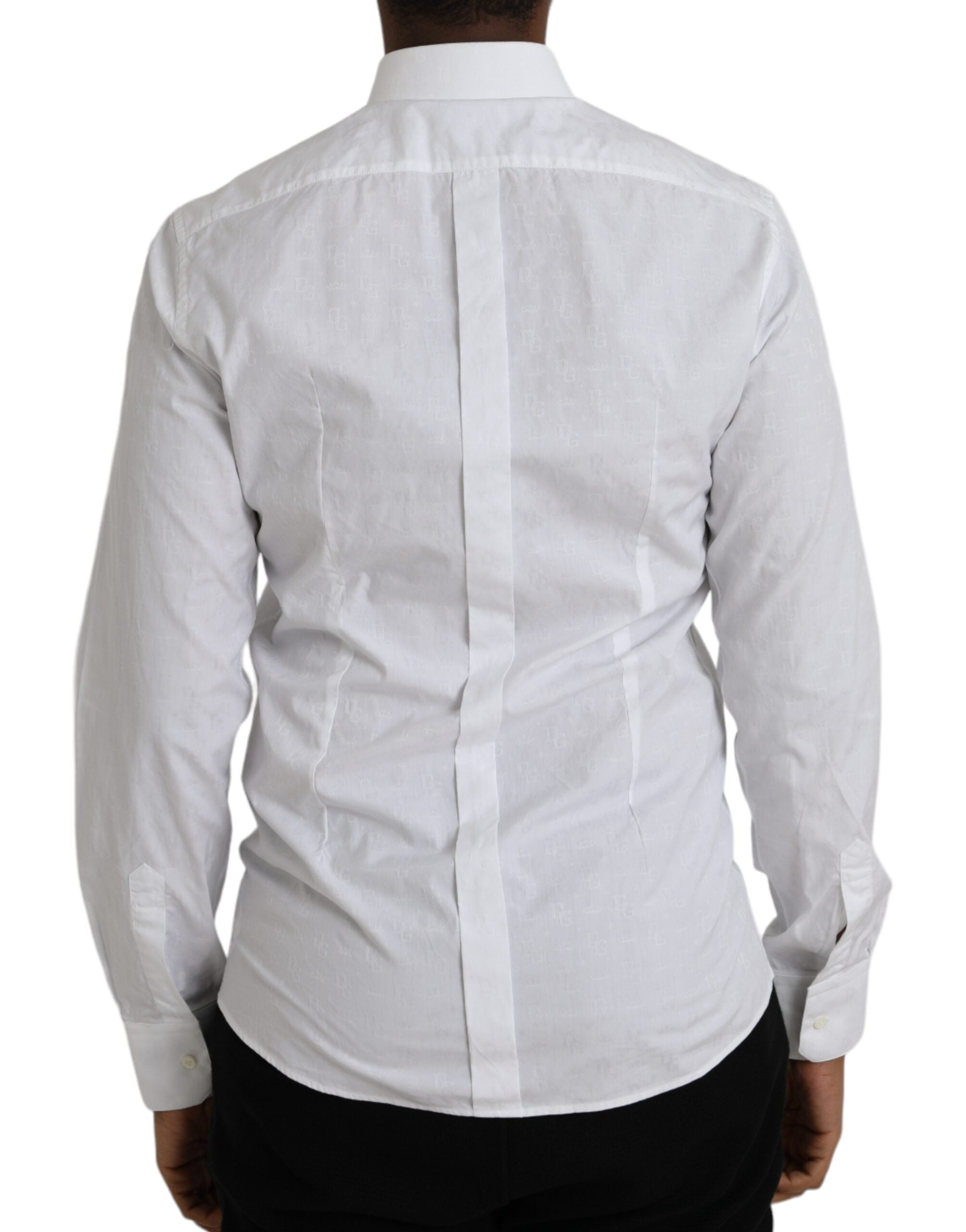 Dolce & Gabbana White Cotton Long Sleeve Dress GOLD Shirt -   -  Dolce & Gabbana.