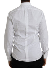 Dolce & Gabbana White Cotton Long Sleeve Dress GOLD Shirt -   -  Dolce & Gabbana.