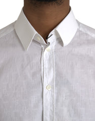 Dolce & Gabbana White Cotton Long Sleeve Dress GOLD Shirt -   -  Dolce & Gabbana.