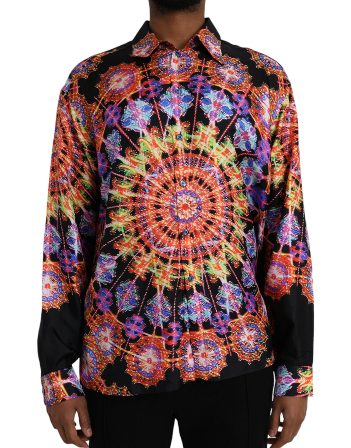 Dolce & Gabbana Multicolor Luminarie Silk Men Casual Shirt -   -  Dolce & Gabbana.