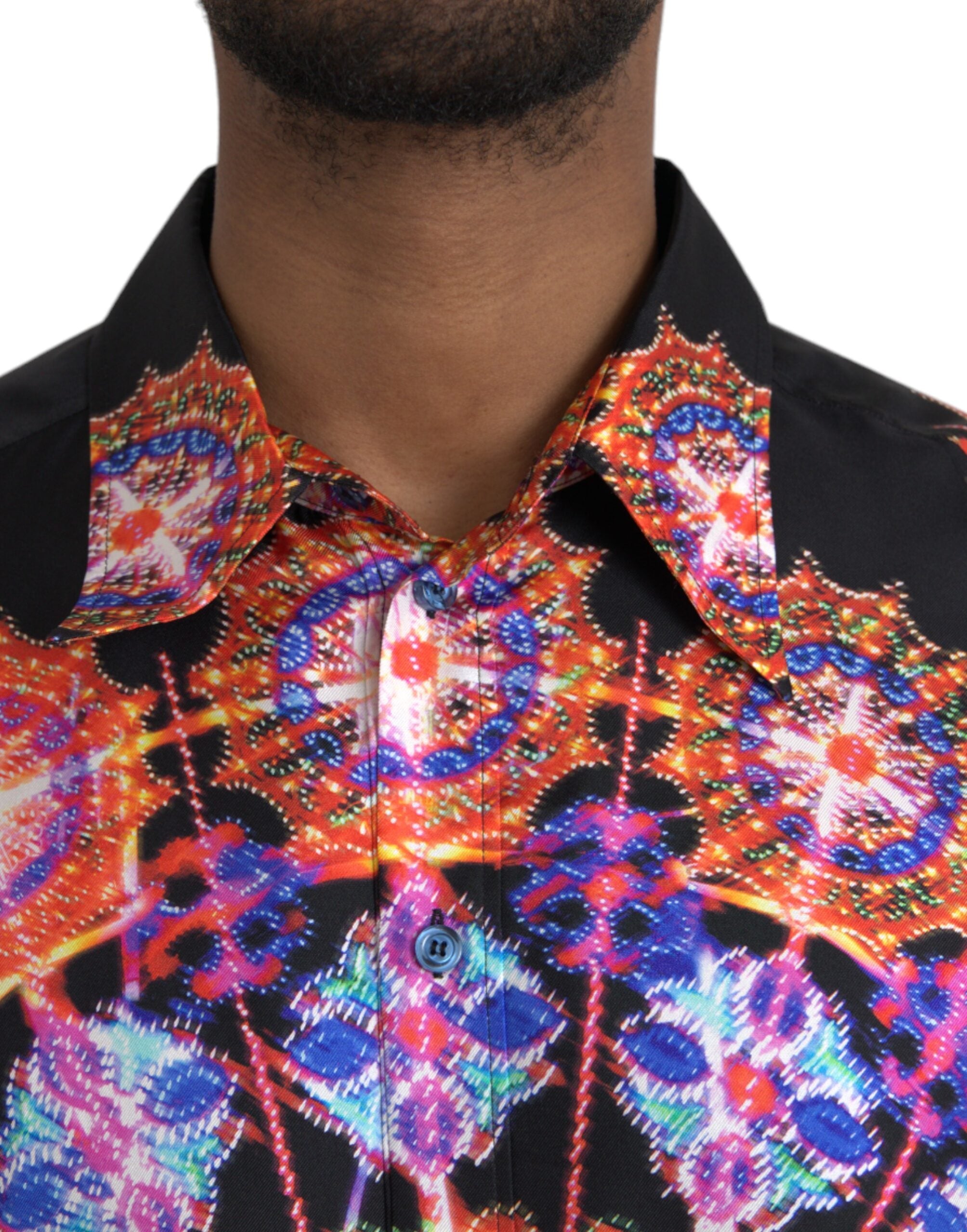 Dolce & Gabbana Multicolor Luminarie Silk Men Casual Shirt -   -  Dolce & Gabbana.