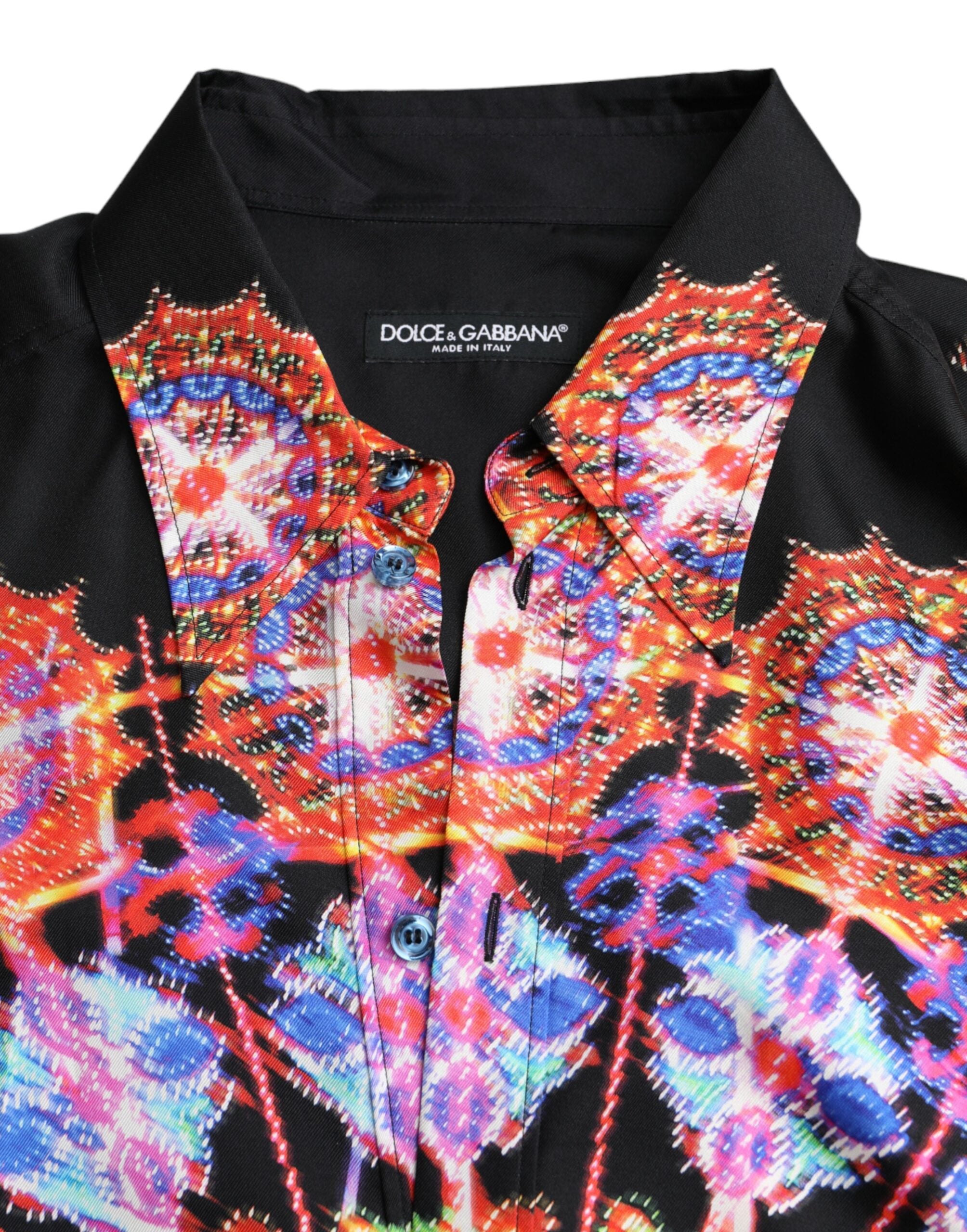 Dolce & Gabbana Multicolor Luminarie Silk Men Casual Shirt -   -  Dolce & Gabbana.