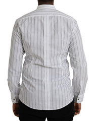 Dolce & Gabbana Black White Striped Formal Dress GOLD Shirt -   -  Dolce & Gabbana.