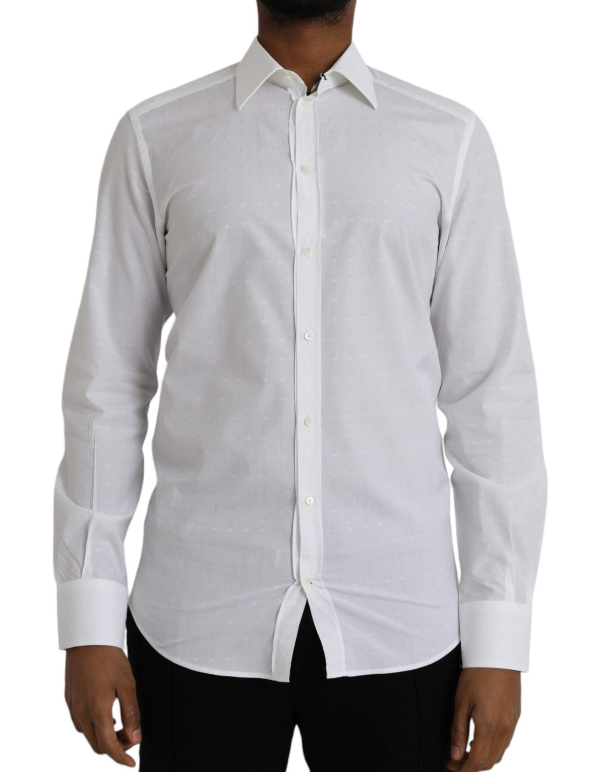 Dolce & Gabbana White Logo Cotton Men Dress GOLD Shirt -   -  Dolce & Gabbana.