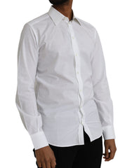 Dolce & Gabbana White Logo Cotton Men Dress GOLD Shirt -   -  Dolce & Gabbana.