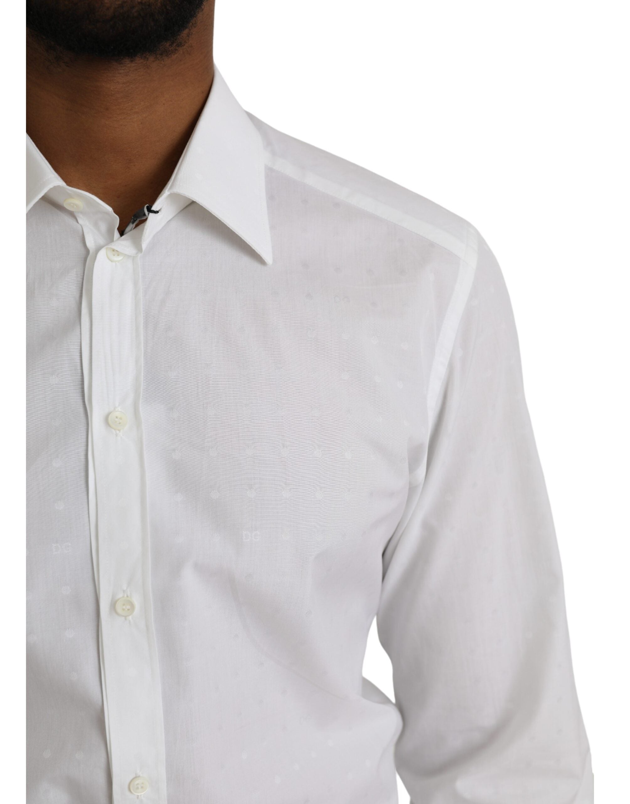 Dolce & Gabbana White Logo Cotton Men Dress GOLD Shirt -   -  Dolce & Gabbana.