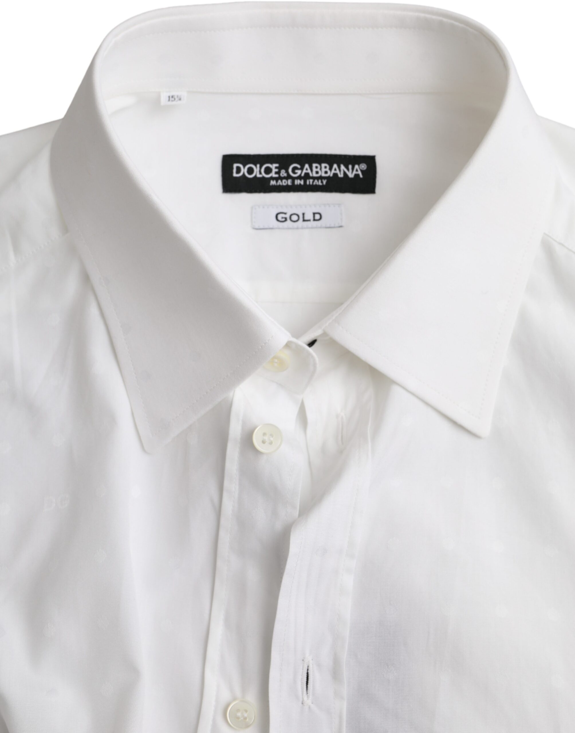 Dolce & Gabbana White Logo Cotton Men Dress GOLD Shirt -   -  Dolce & Gabbana.