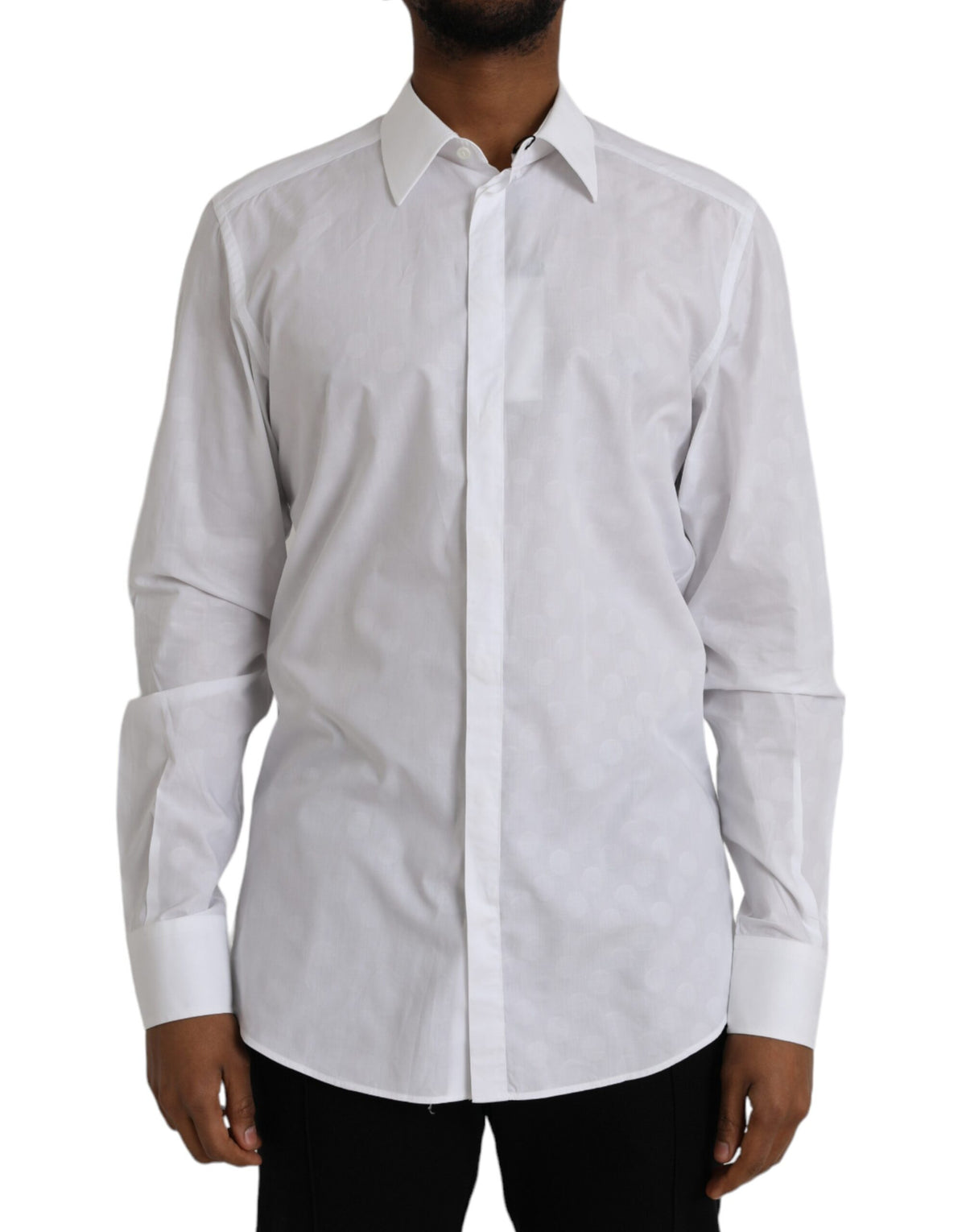 Dolce & Gabbana White Polka Dotted Cotton Dress GOLD Shirt -   -  Dolce & Gabbana.