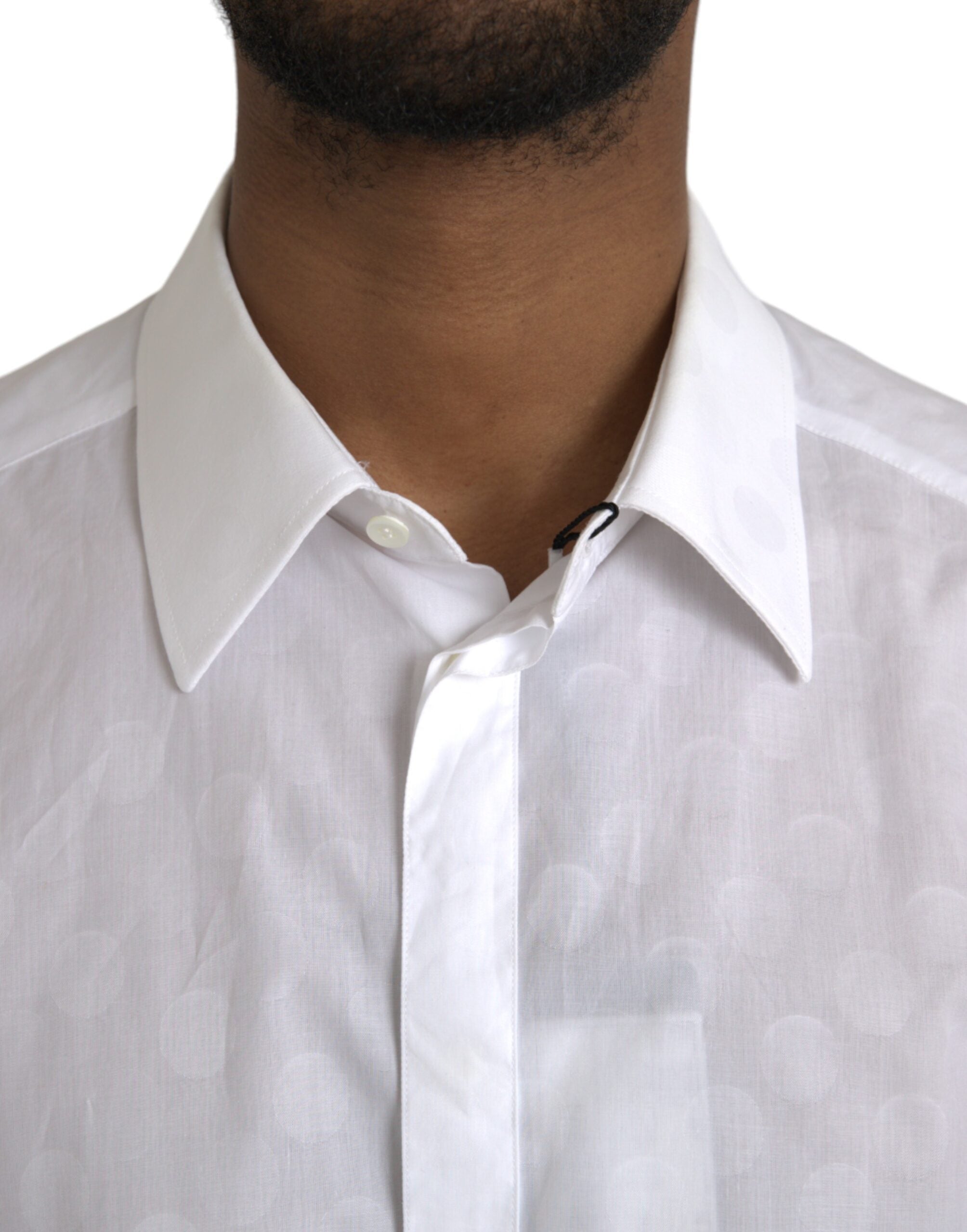 Dolce & Gabbana White Polka Dotted Cotton Dress GOLD Shirt -   -  Dolce & Gabbana.