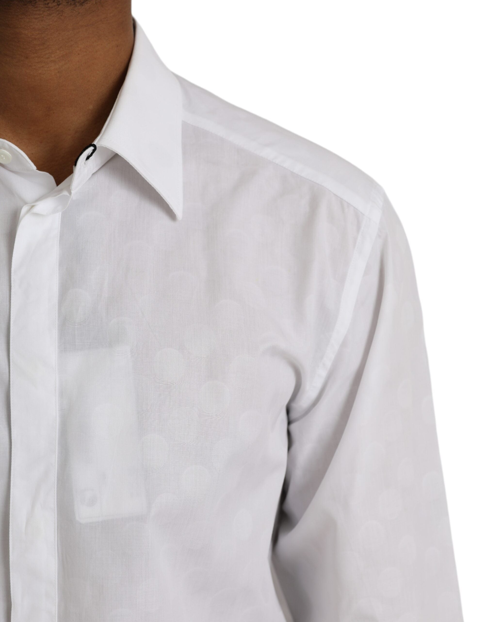 Dolce & Gabbana White Polka Dotted Cotton Dress GOLD Shirt -   -  Dolce & Gabbana.