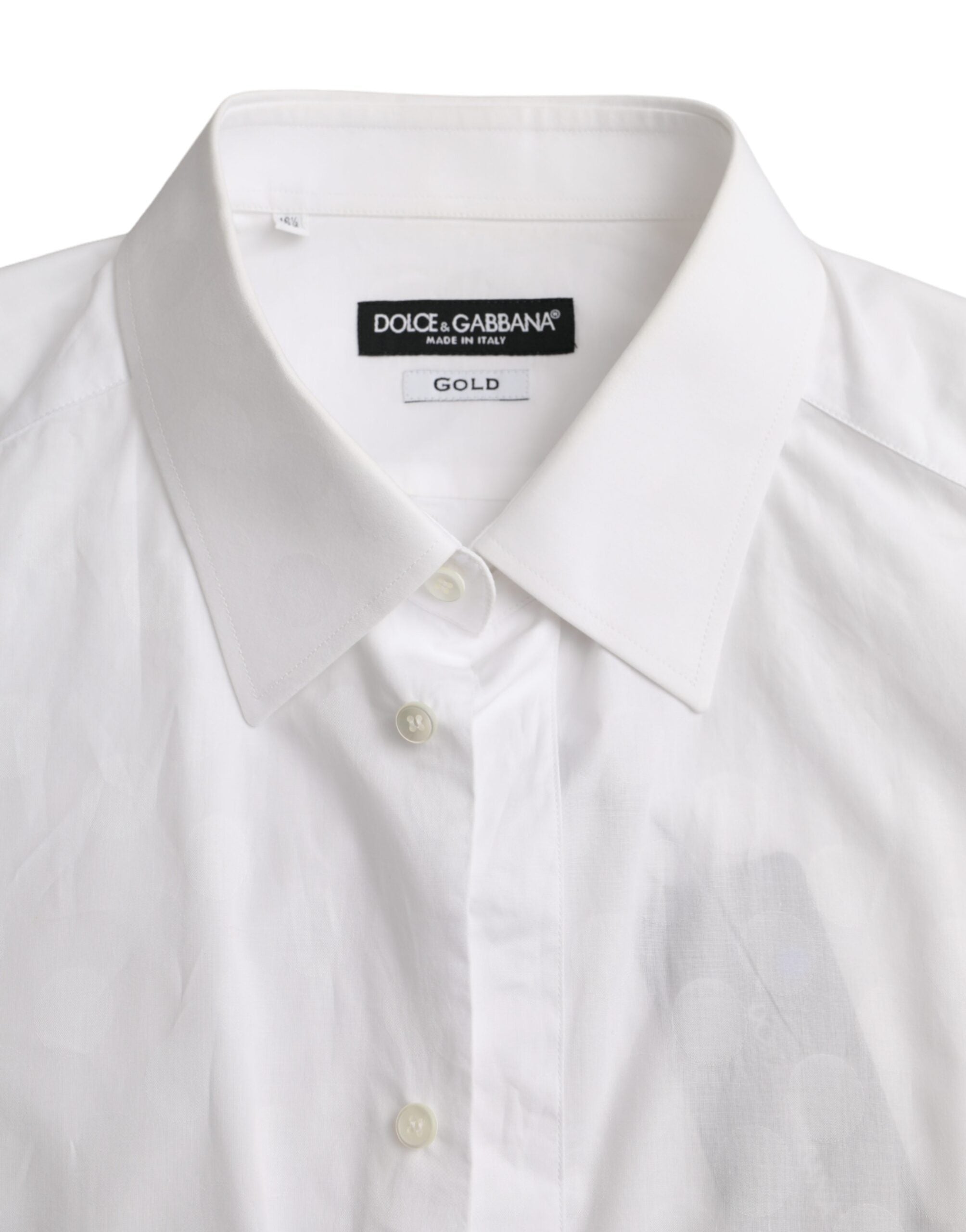 Dolce & Gabbana White Polka Dotted Cotton Dress GOLD Shirt -   -  Dolce & Gabbana.