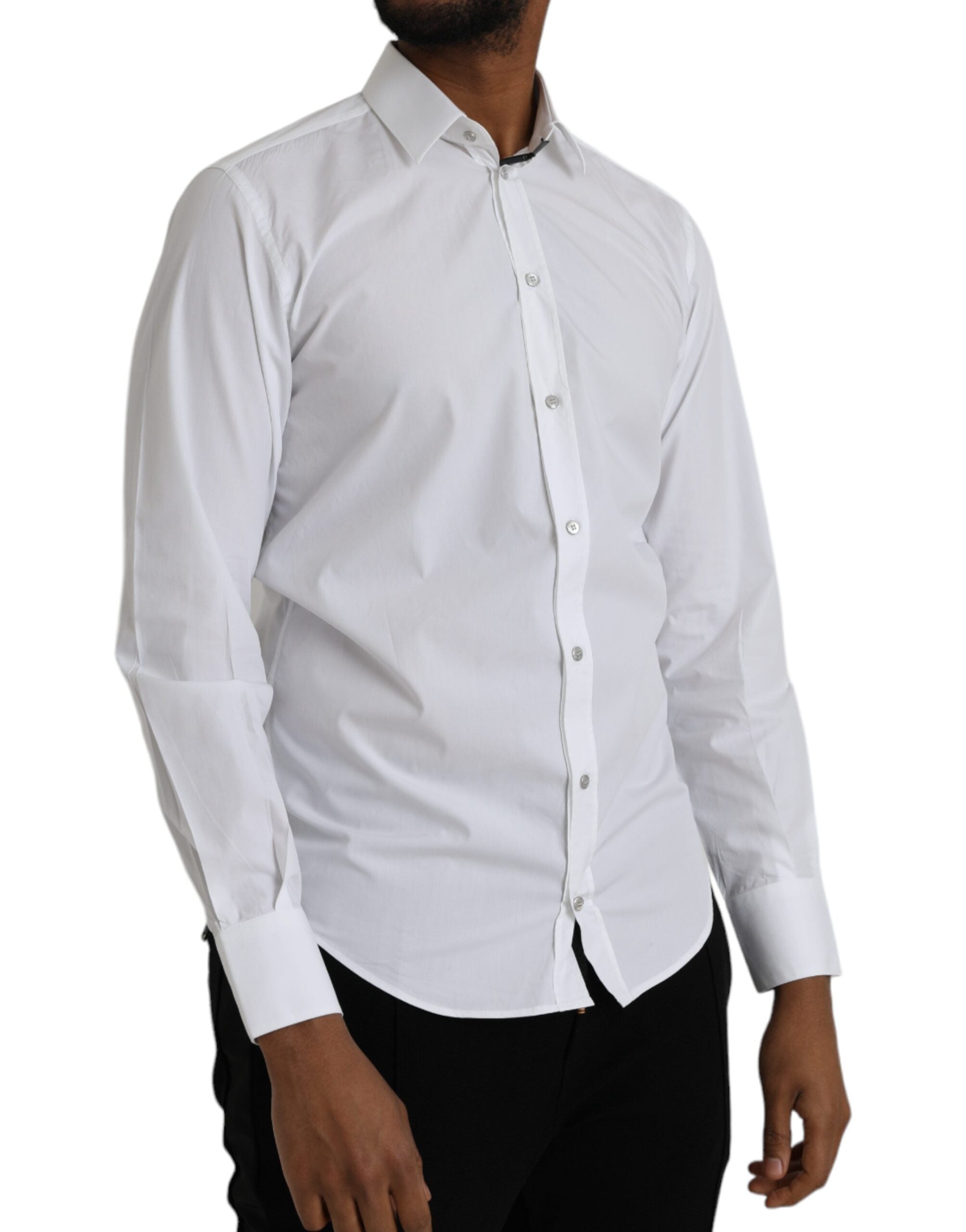 Dolce & Gabbana White Cotton Long Sleeve Dress MARTINI Shirt -   -  Dolce & Gabbana.
