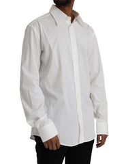 Dolce & Gabbana White Cotton Dress Slim Fit GOLD Shirt -   -  Dolce & Gabbana.