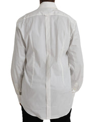 Dolce & Gabbana White Cotton Dress Slim Fit GOLD Shirt -   -  Dolce & Gabbana.