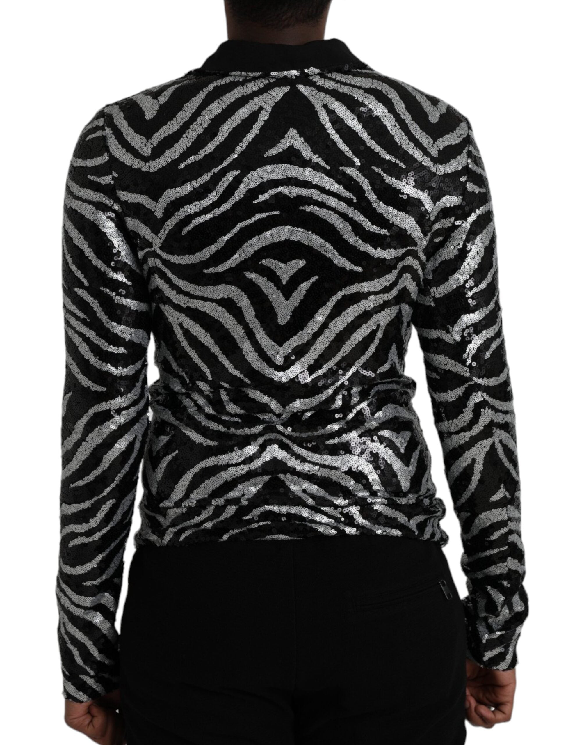 Dolce & Gabbana Black Silver Sequined Polyester Sweater -   -  Dolce & Gabbana.