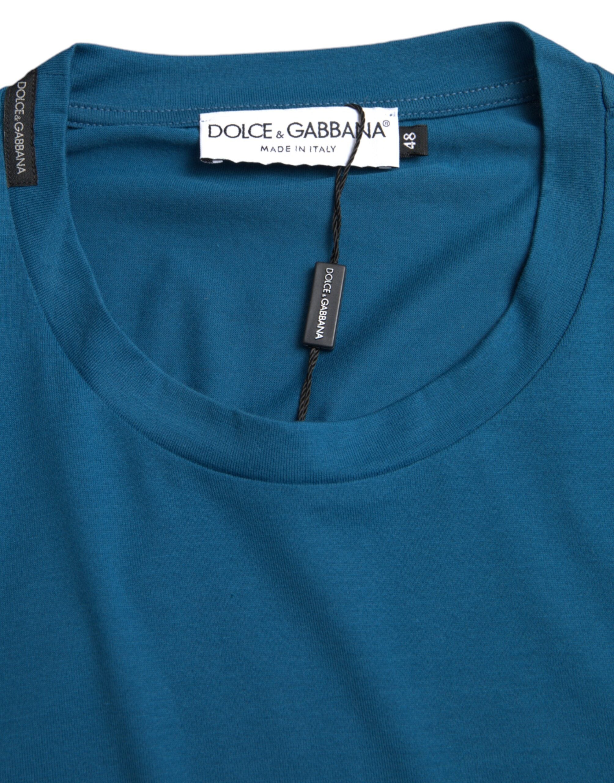 Dolce & Gabbana Blue Logo Round Neck Short Sleeves T-shirt -   -  Dolce & Gabbana.