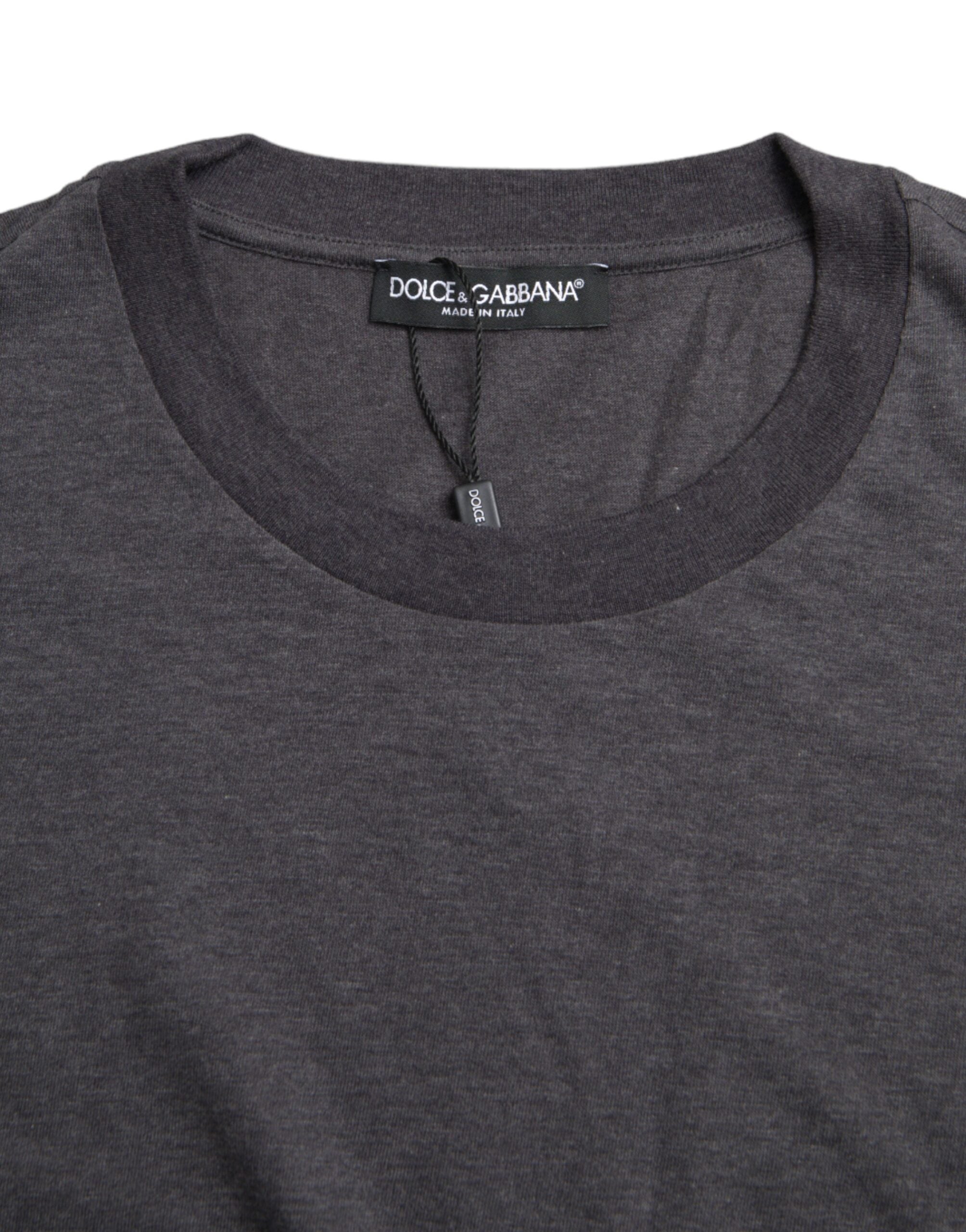 Dolce & Gabbana Gray Cotton Round Neck Short Sleeve T-shirt -   -  Dolce & Gabbana.
