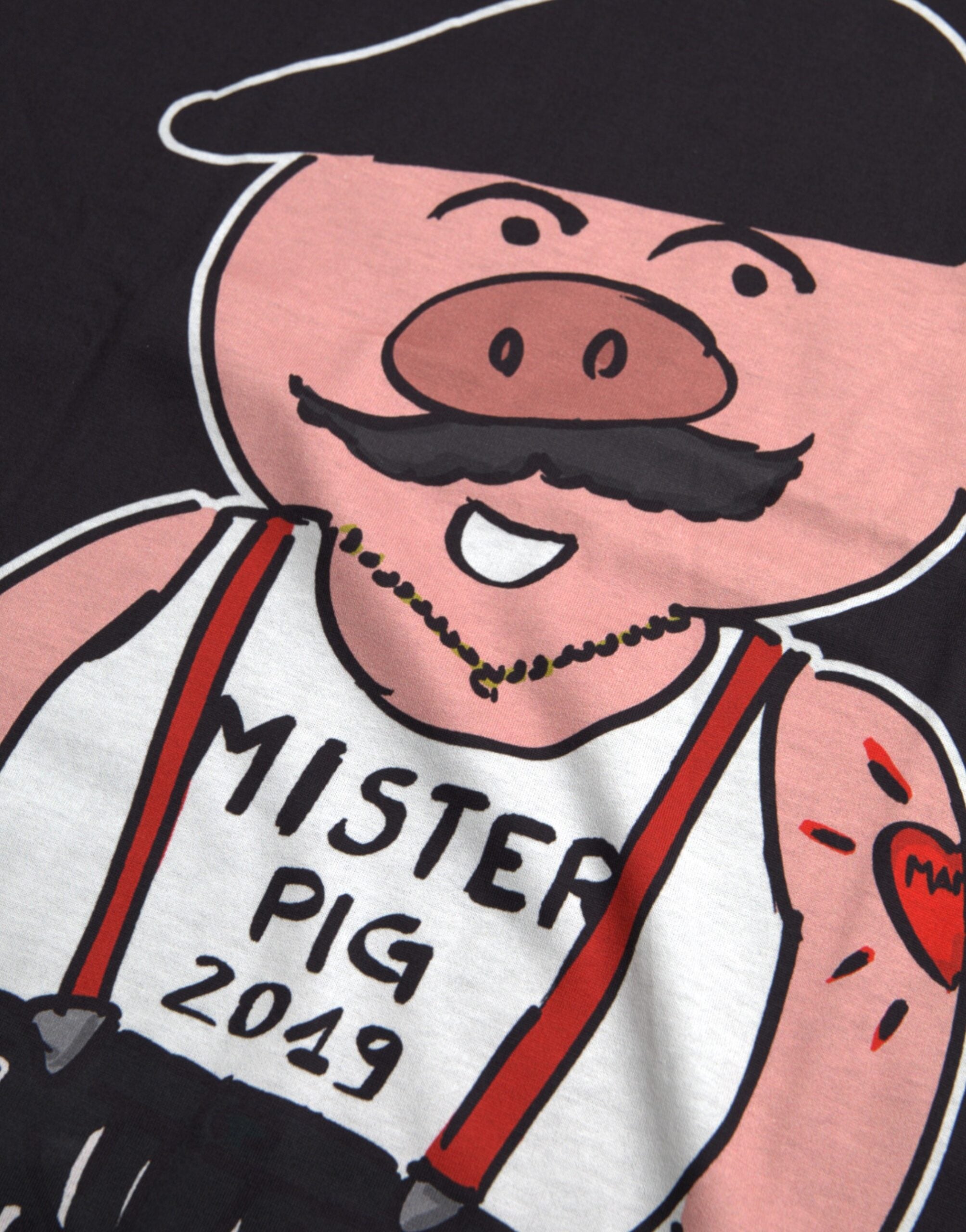 Dolce & Gabbana Black Cotton 2019 Year of the Pig T-shirt -   -  Dolce & Gabbana.