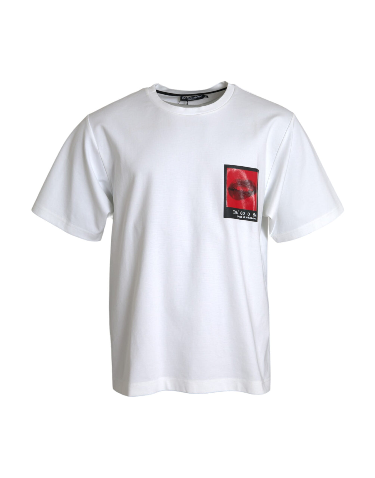 Dolce & Gabbana White Red Lips Print Cotton Men T-shirt -   -  Dolce & Gabbana.