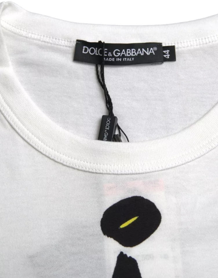 Dolce & Gabbana White Graphic Cotton Short Sleeves Men T-shirt -   -  Dolce & Gabbana.
