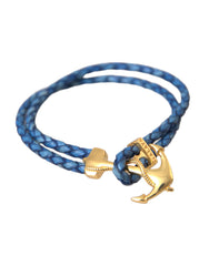 Nialaya Blue Gold Anchor 925 Silver Charm Bracelet Mens -   -  Nialaya.