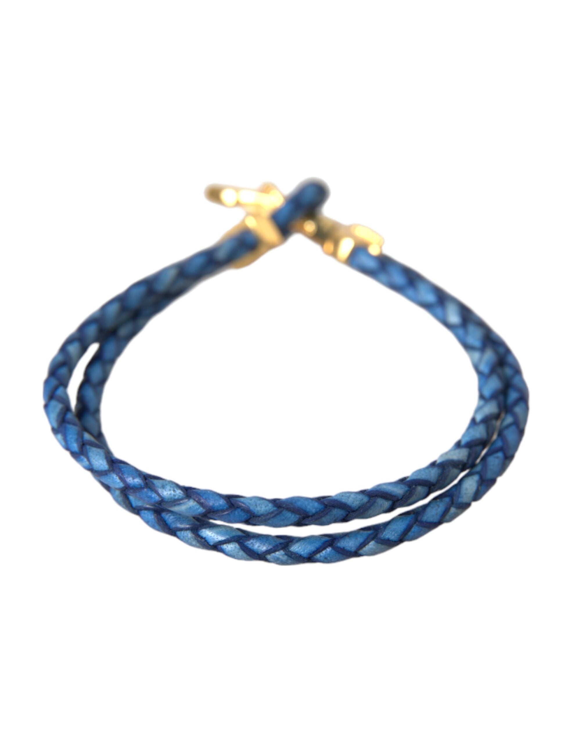 Nialaya Blue Gold Anchor 925 Silver Charm Bracelet Mens -   -  Nialaya.