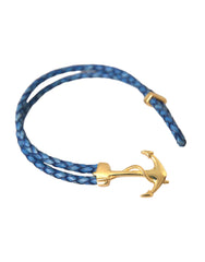 Nialaya Blue Gold Anchor 925 Silver Charm Bracelet Mens -   -  Nialaya.
