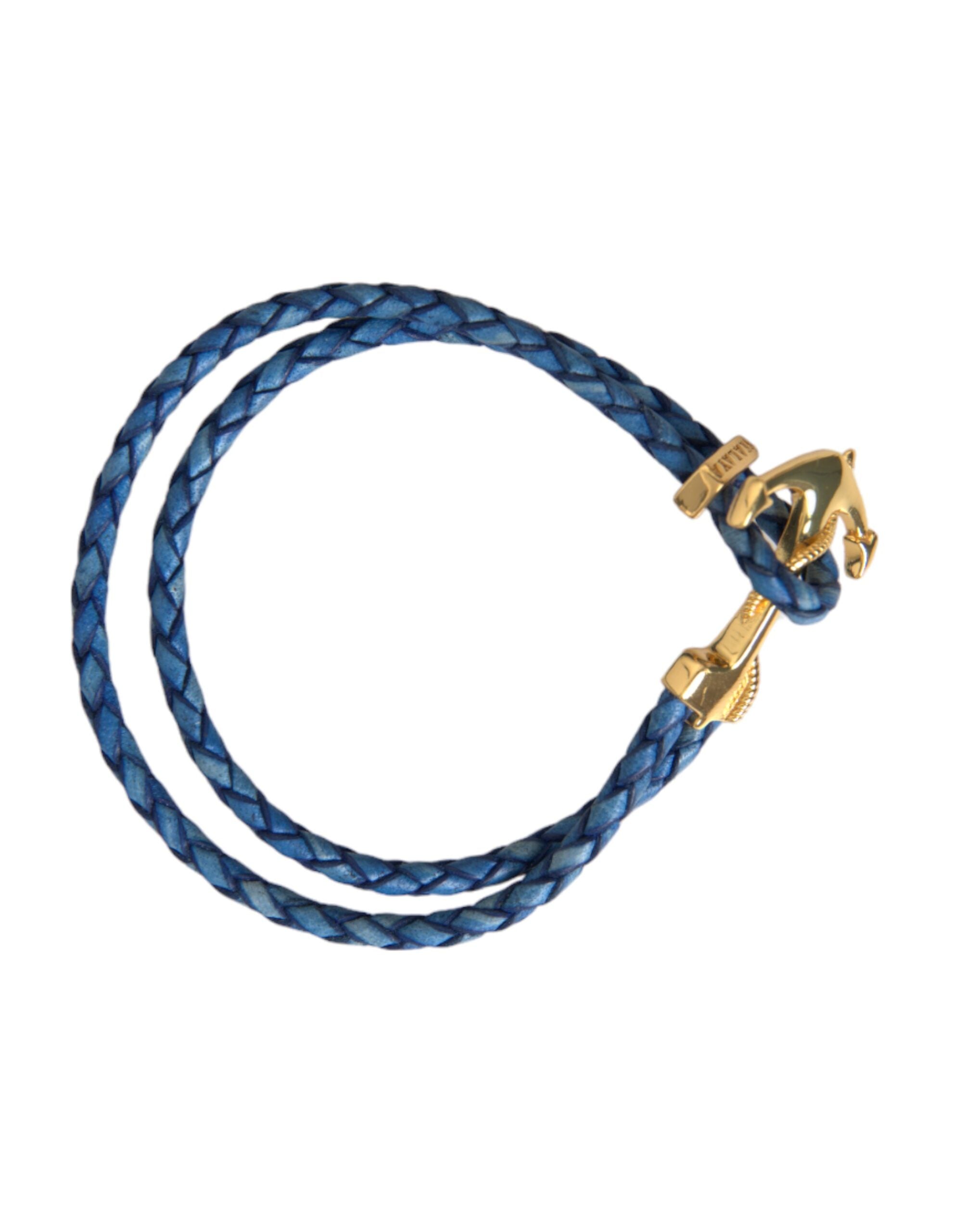 Nialaya Blue Gold Anchor 925 Silver Charm Bracelet Mens -   -  Nialaya.