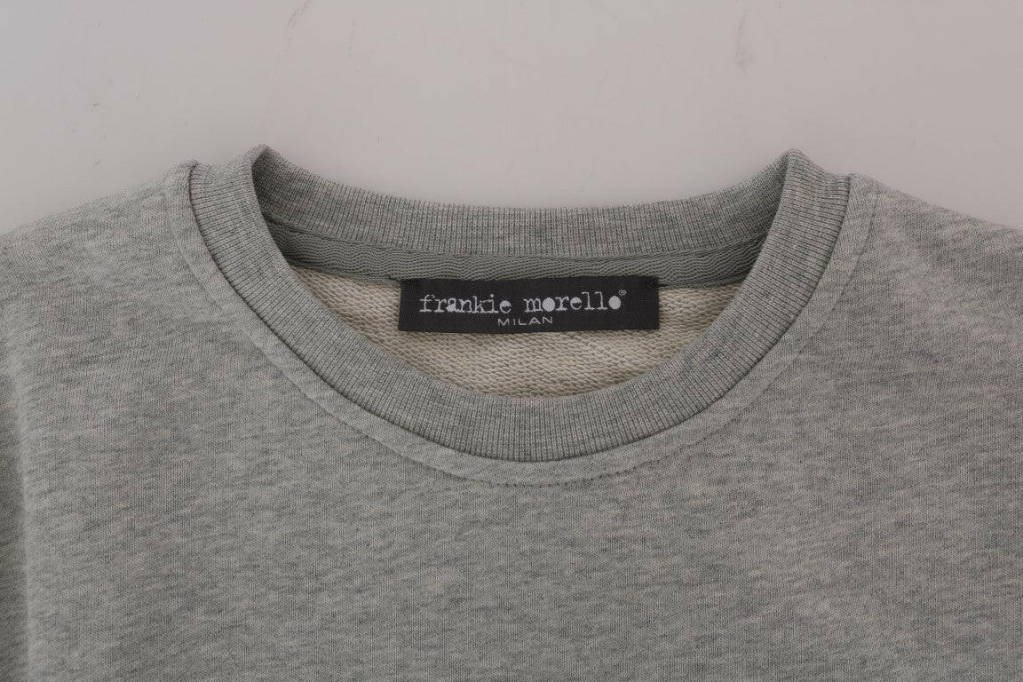 Frankie Morello Gray Cotton Crewneck Pullover Sweater -   -  Frankie Morello.