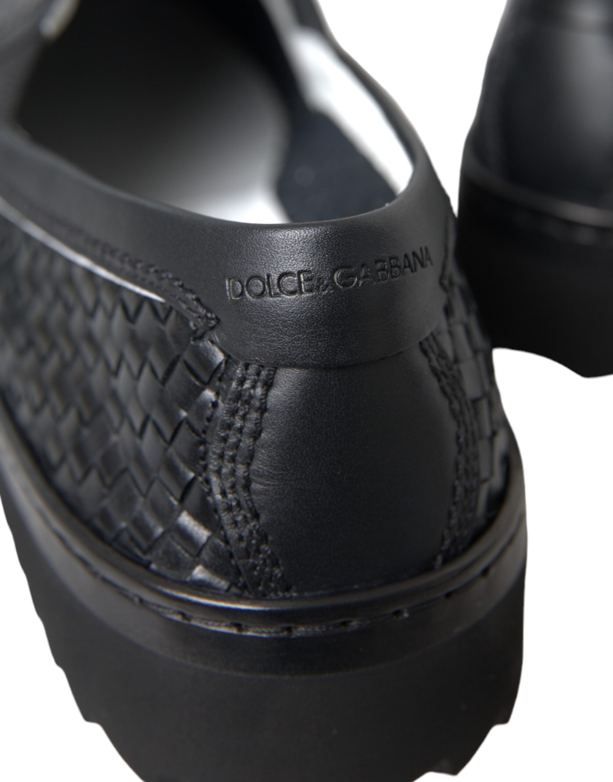 Dolce & Gabbana Black Woven Buffalo Leather Men Loafers Shoes -   -  Dolce & Gabbana.