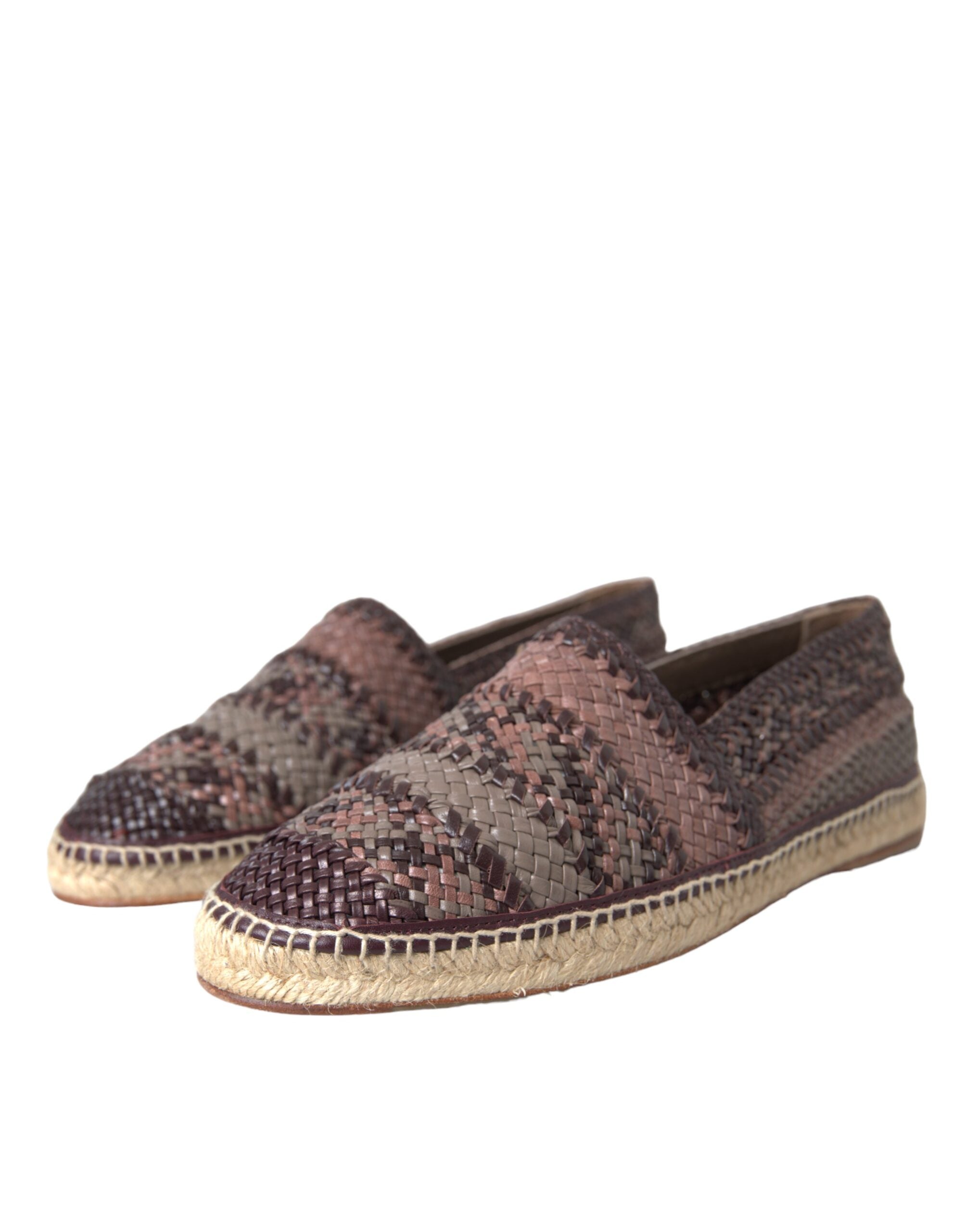 Dolce & Gabbana Brown Buffalo Leather Espadrille Flats Shoes -   -  Dolce & Gabbana.