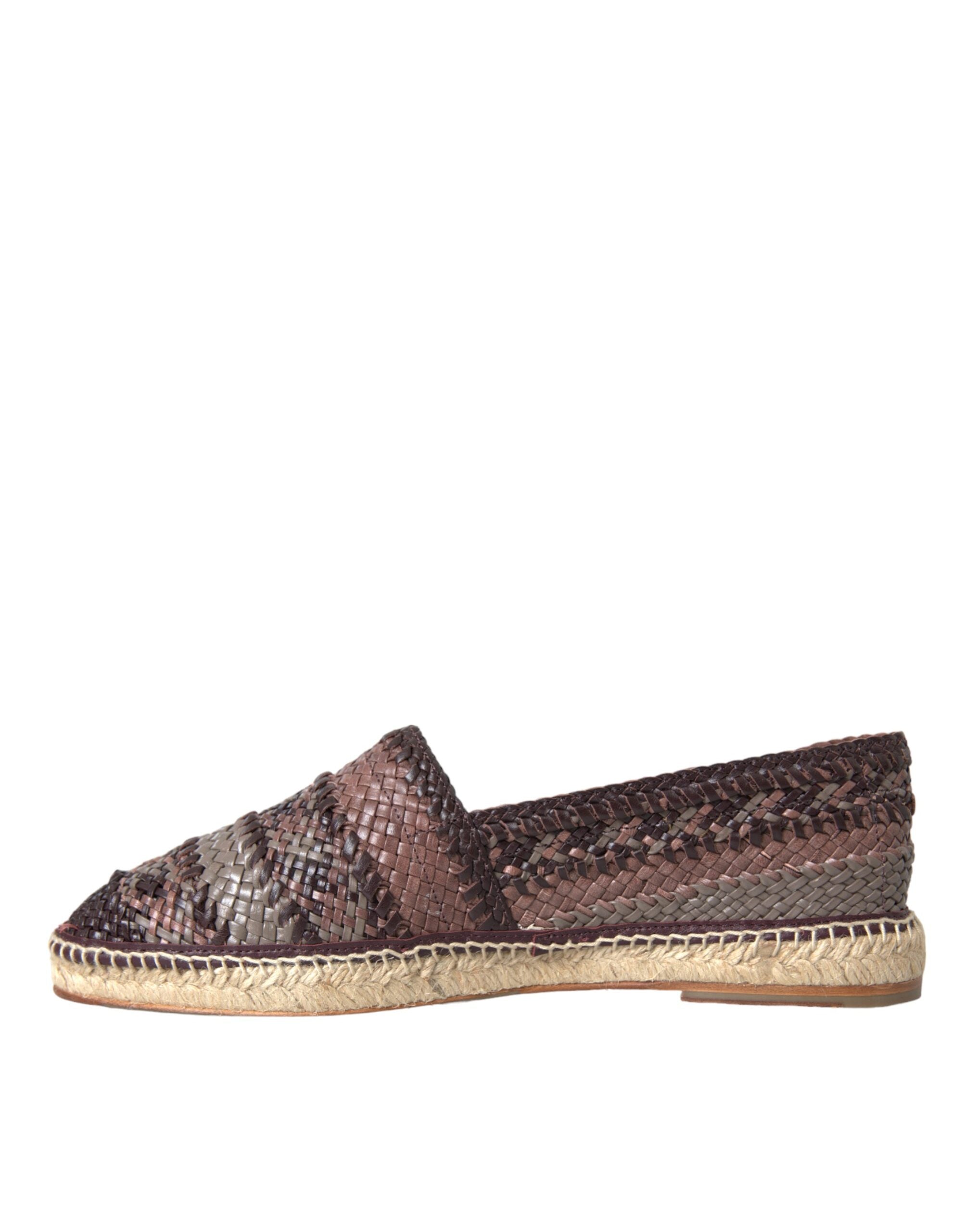 Dolce & Gabbana Brown Buffalo Leather Espadrille Flats Shoes -   -  Dolce & Gabbana.