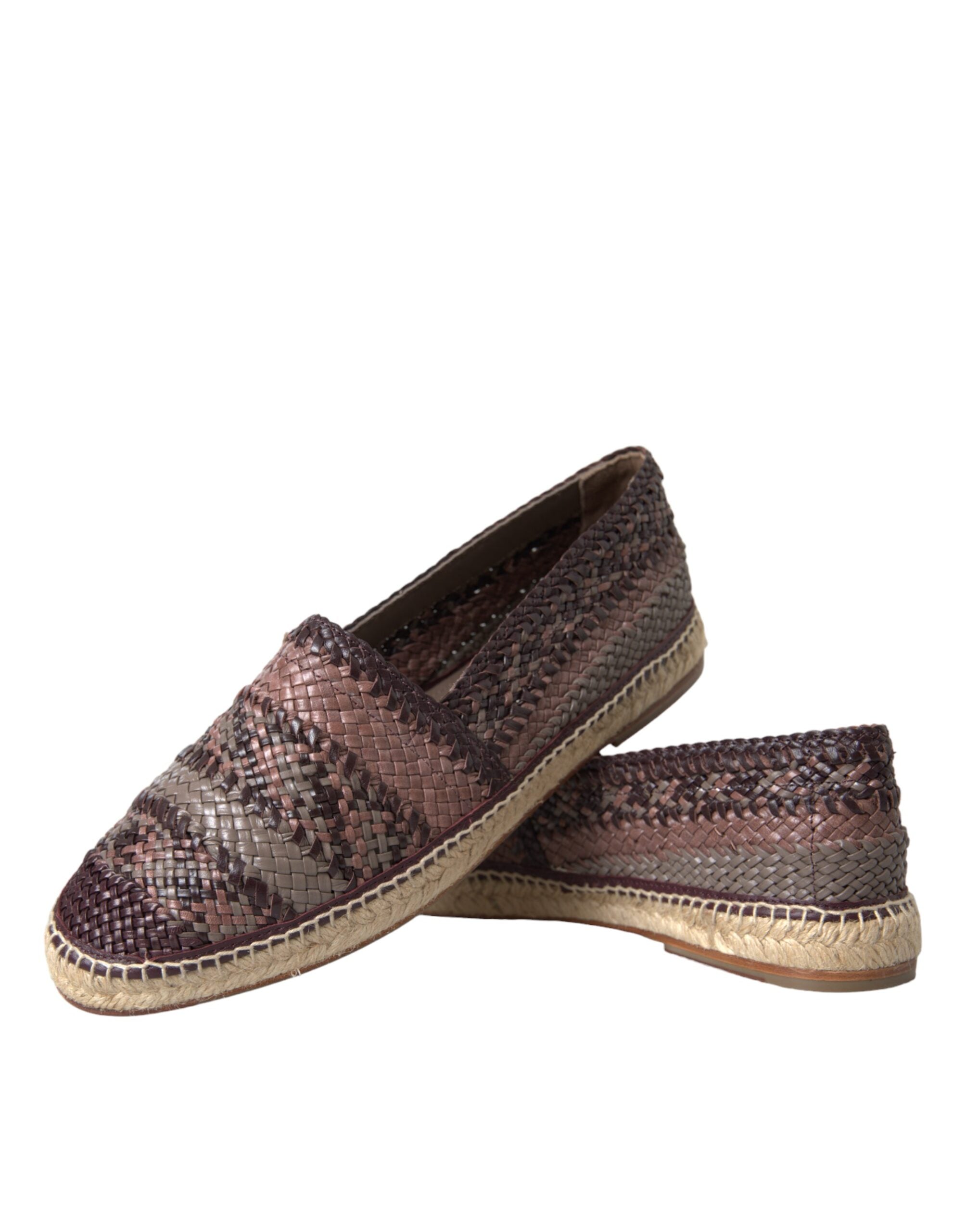 Dolce & Gabbana Brown Buffalo Leather Espadrille Flats Shoes -   -  Dolce & Gabbana.