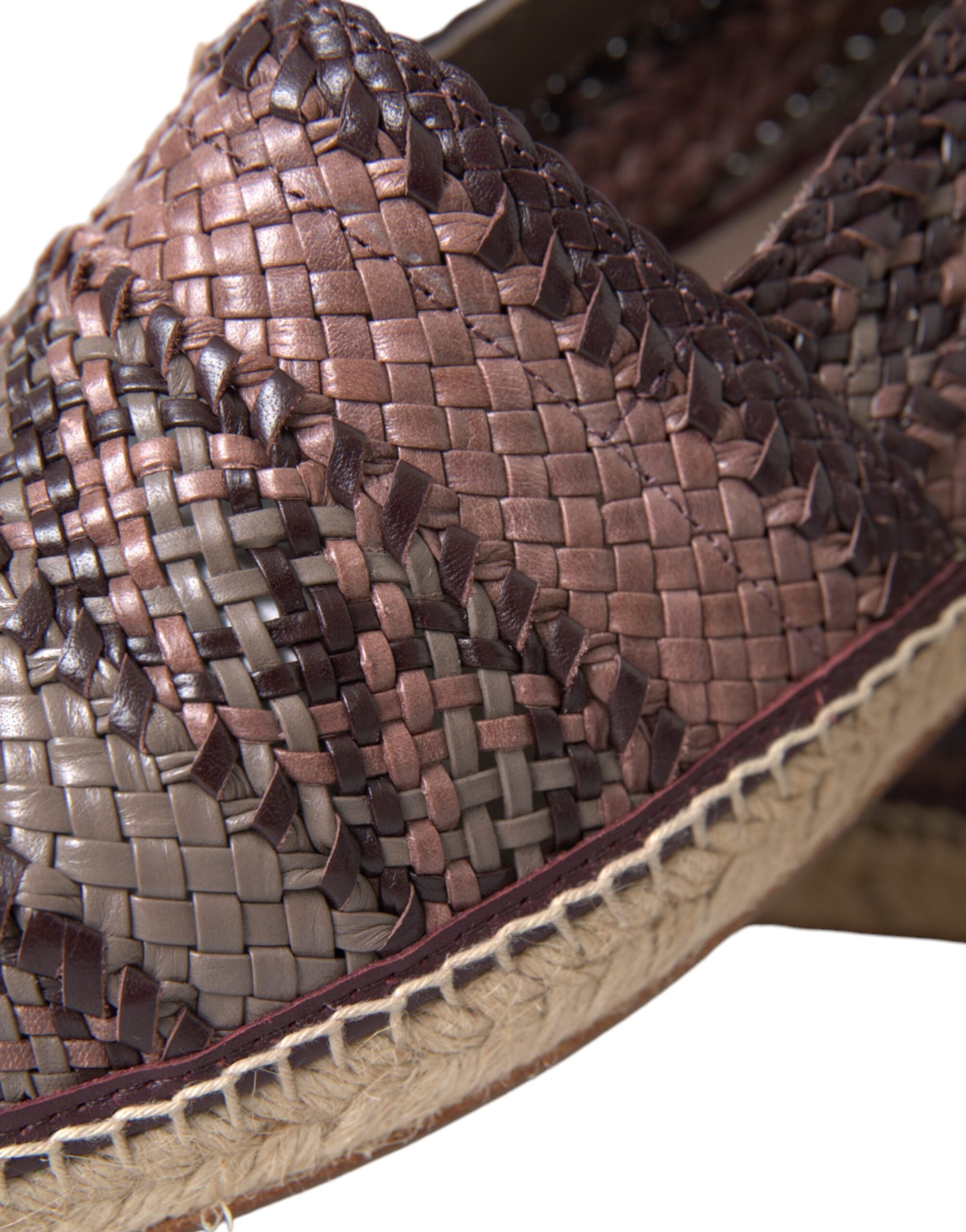 Dolce & Gabbana Brown Buffalo Leather Espadrille Flats Shoes -   -  Dolce & Gabbana.