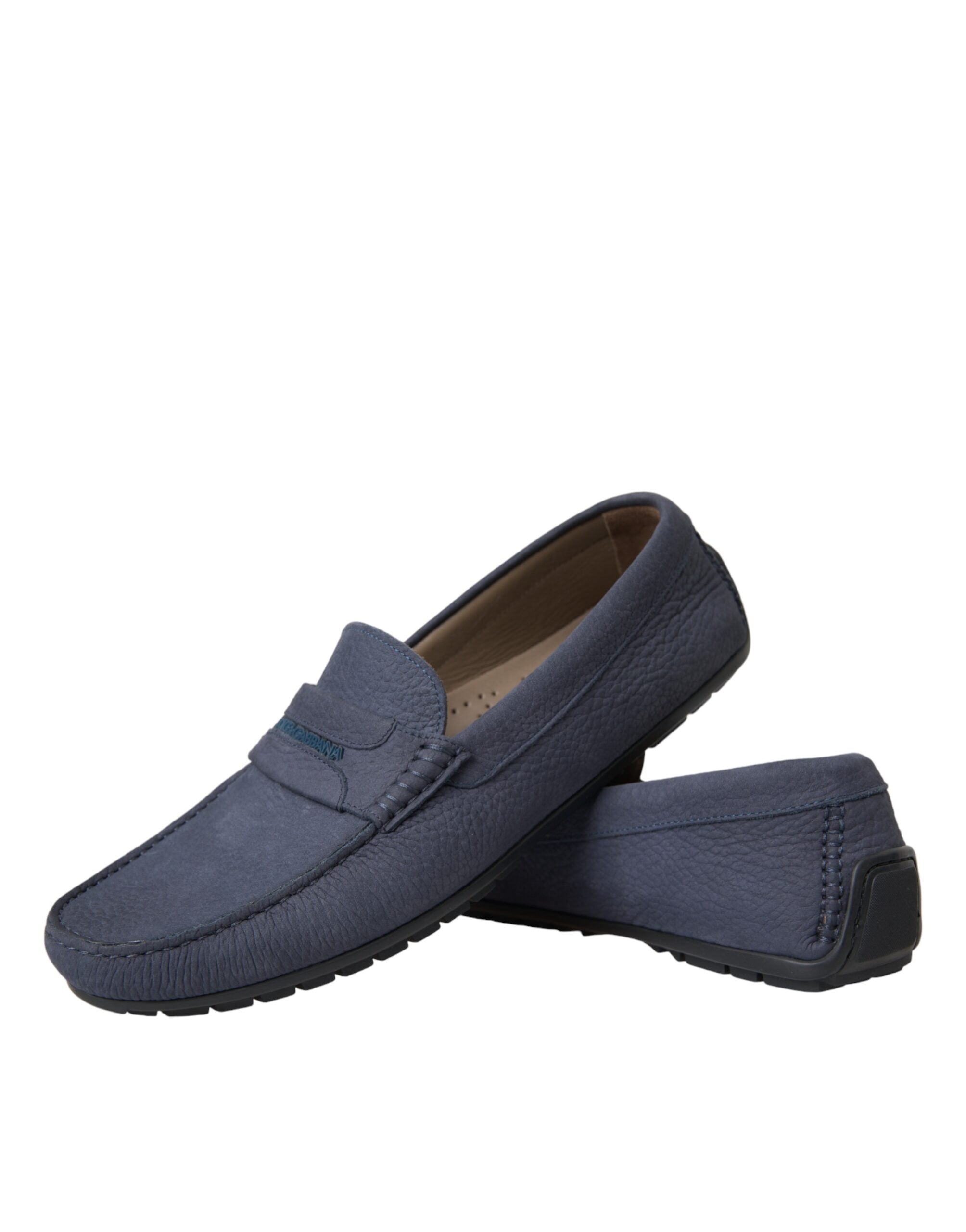 Dolce & Gabbana Blue Calf Leather Slip On Moccasin Shoes -   -  Dolce & Gabbana.