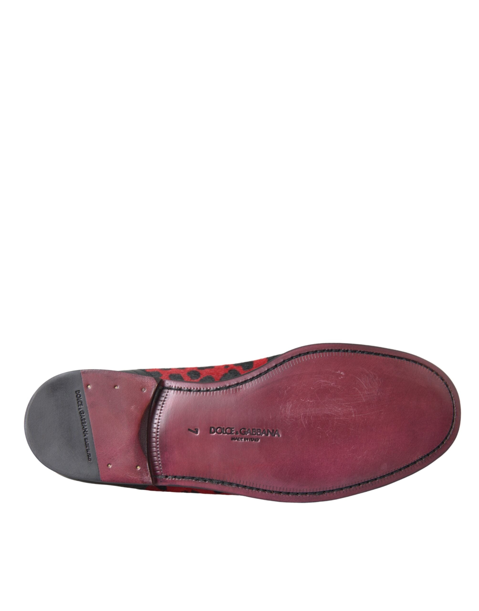 Dolce & Gabbana Red Black Leopard DG Loafers Formal Men Shoes -   -  Dolce & Gabbana.