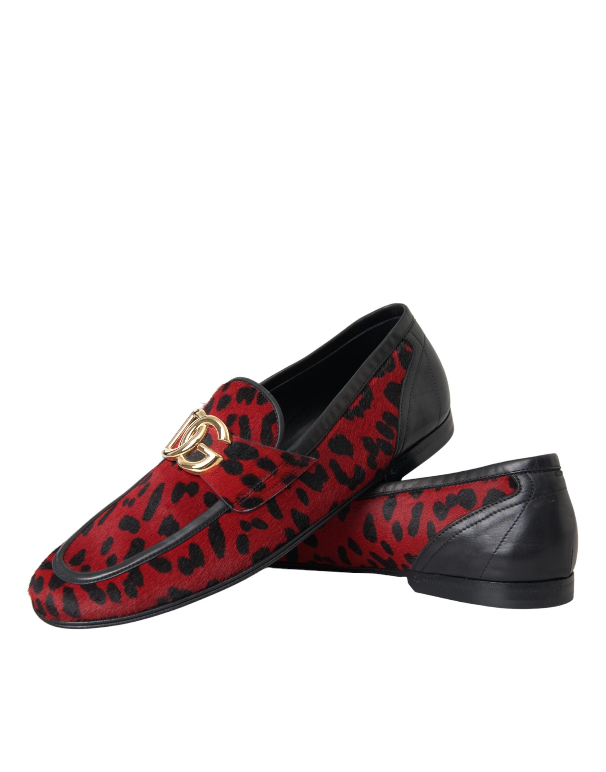 Dolce & Gabbana Red Black Leopard DG Loafers Formal Men Shoes -   -  Dolce & Gabbana.