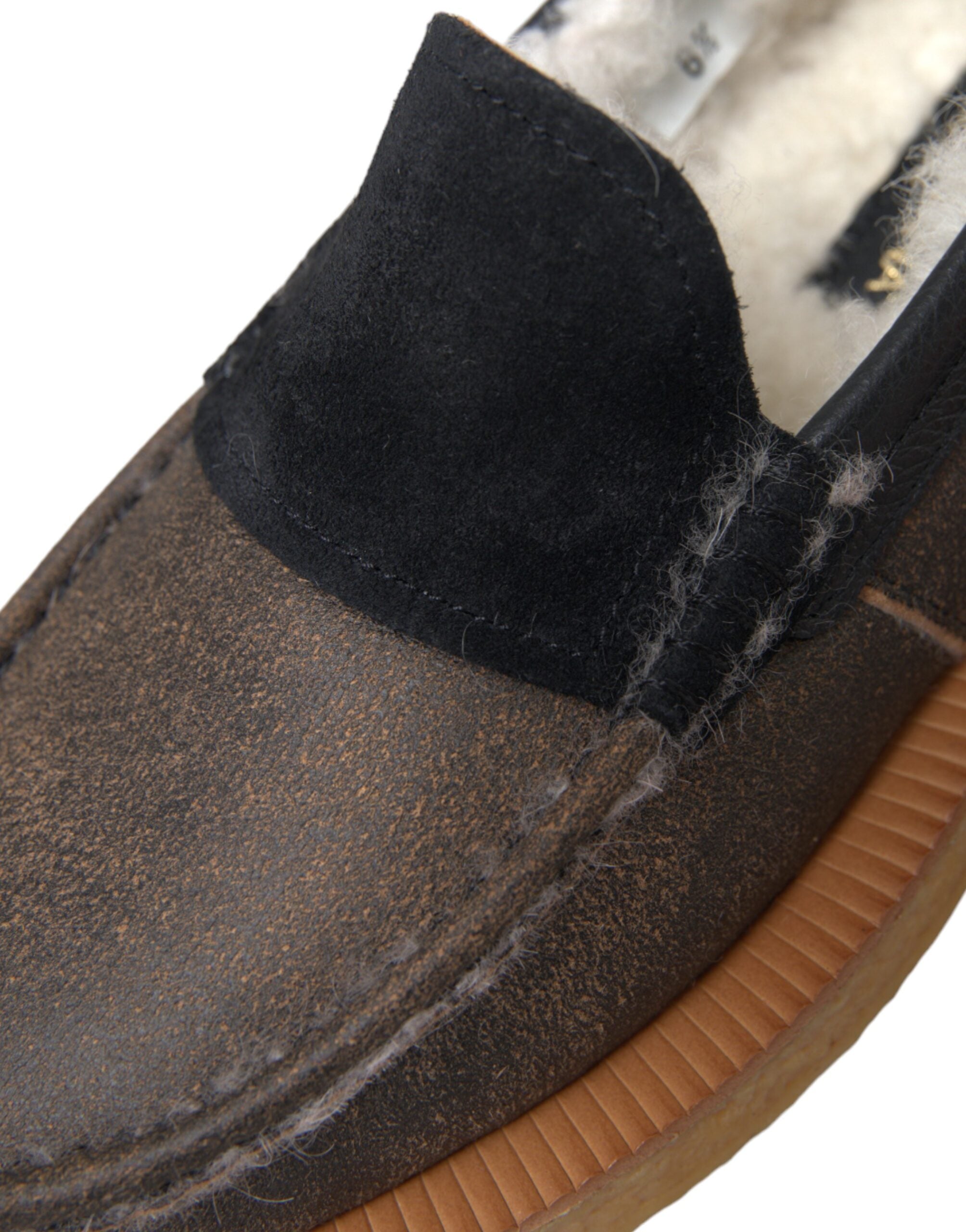 Dolce & Gabbana Brown Black Fur Leather Loafers Men Shoes -   -  Dolce & Gabbana.