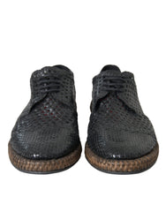 Dolce & Gabbana Black Woven Goat Leather Lace Up Derby Shoes -   -  Dolce & Gabbana.